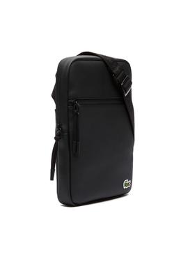 Bolso Lacoste M Flat Crossover Negro Hombre