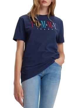 Camiseta Tommy Jeans Embroidery Marino Mujer