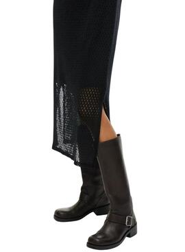 Vestido Vila Vimine negro midi para mujer