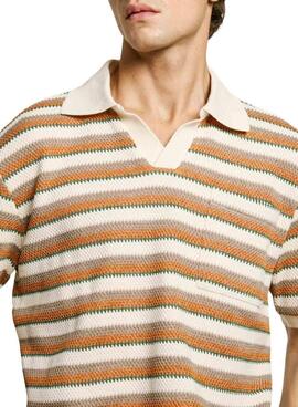 Polo Pepe Jeans Lamar crochet naranja para hombre