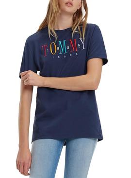 Camiseta Tommy Jeans Embroidery Marino Mujer