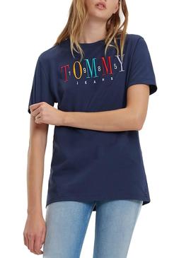 Camiseta Tommy Jeans Embroidery Marino Mujer