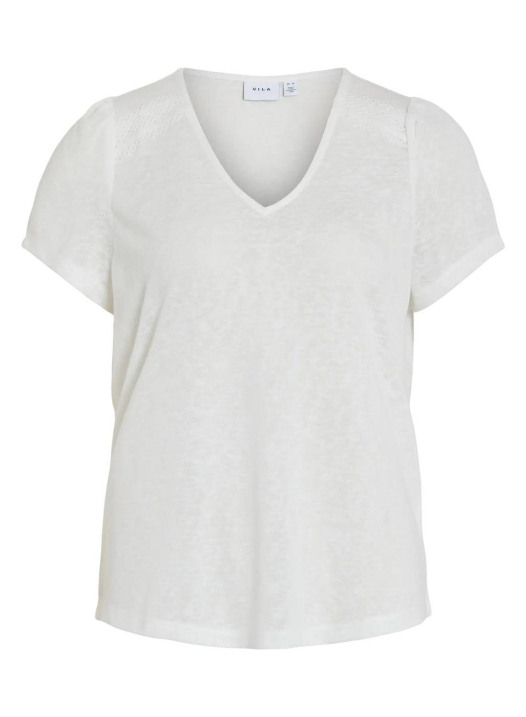 Camiseta Vila Viamer con encaje blanco para mujer
