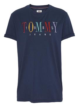 Camiseta Tommy Jeans Embroidery Marino Mujer