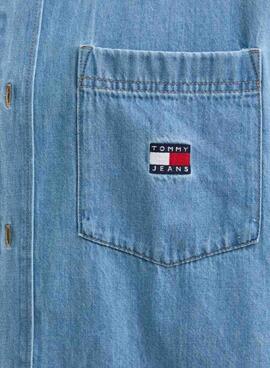 Camisa Tommy Jeans Crest Denim azul para hombre 