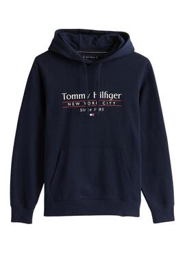 Sudadera Tommy Hilfiger Center Stack marino para hombre