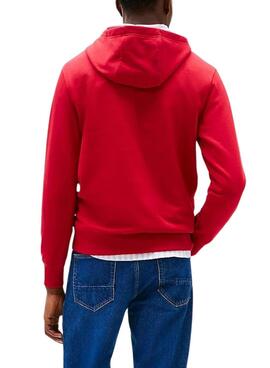 Sudadera Tommy Hilfiger Center Stack rojo para hombre