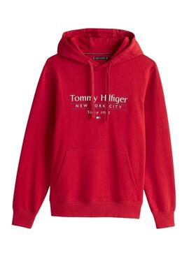 Sudadera Tommy Hilfiger Center Stack rojo para hombre