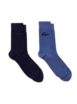 Pack Calcetines Lacoste Cocodrilo Azul Hombre