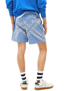 Bermudas Tommy Jeans con estampado paisley azul para hombre 