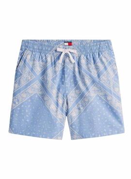 Bermudas Tommy Jeans con estampado paisley azul para hombre 
