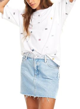 Camiseta Tommy Jeans AOP Embroidered Blanco Mujer