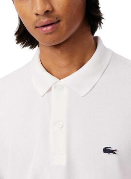 Polo Lacoste Bord Cotes blanco para hombre
