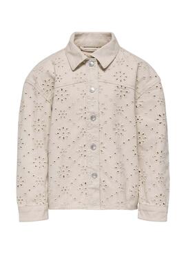 Chaqueta Only Kids Crochet beige para niña