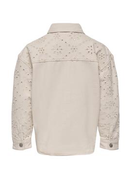 Chaqueta Only Kids Crochet beige para niña