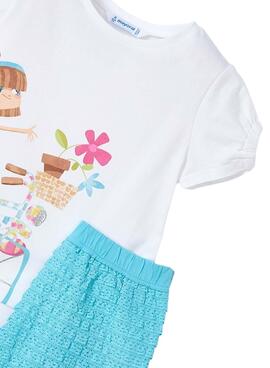Conjunto Mayoral punto fantasia blanco azul niña