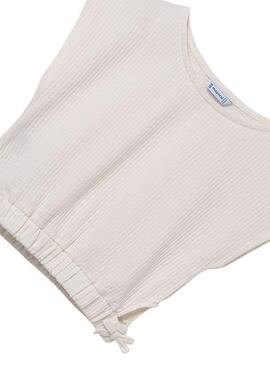 Camiseta Mayoral aberturas laterales beige niña