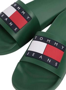 Chanclas Tommy Jeans Pool Slide verde para hombre