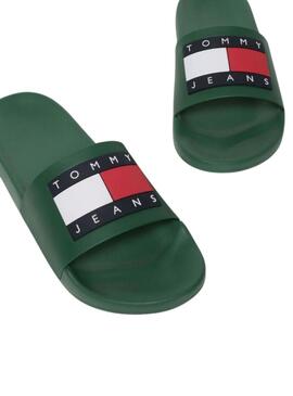 Chanclas Tommy Jeans Pool Slide verde para hombre