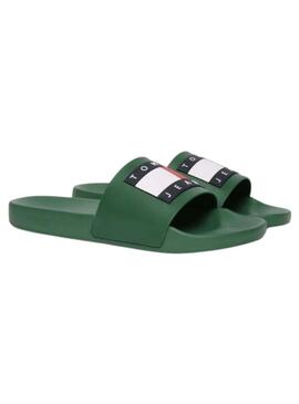 Chanclas Tommy Jeans Pool Slide verde para hombre