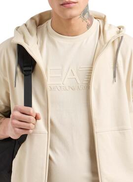 Camiseta Emporio Armani EA7 logo beige para hombre