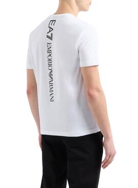 Camiseta Emporio Armani EA7 vertical logo blanco para hombre