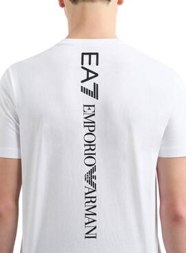 Camiseta Emporio Armani EA7 vertical logo blanco para hombre