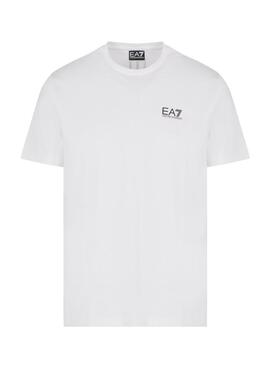 Camiseta Emporio Armani EA7 vertical logo blanco para hombre