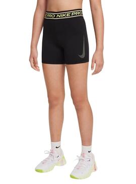 Mallas Nike Pro negro y amarillo para niña