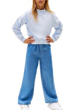 Sudadera Tommy Jeans Script azul para niña