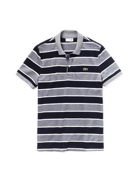 Polo Lacoste Stripes Gris Hombre