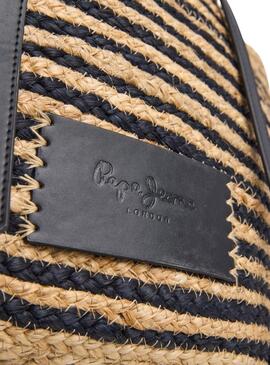 Bolso Pepe Jeans Pamela natural y negro para mujer