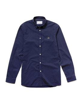 Camisa Lacoste CH4877 Topos Azul Hombre