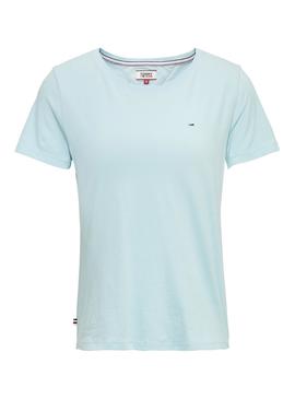 Camiseta Tommy Jeans Soft Azul Agua Mujer