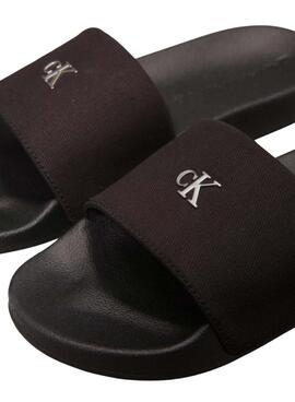 Chanclas Calvin Klein monograma negro para mujer