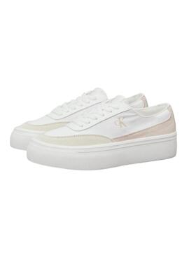 Zapatillas Calvin Klein de lona con plataforma blanco para mujer