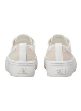 Zapatillas Calvin Klein de lona con plataforma blanco para mujer