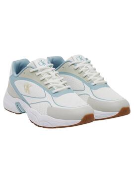 Zapatillas Calvin Klein retro de malla blanco para mujer
