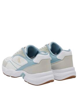 Zapatillas Calvin Klein retro de malla blanco para mujer