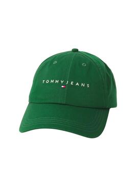 Gorra Tommy Jeans Linear Logo verde para hombre 