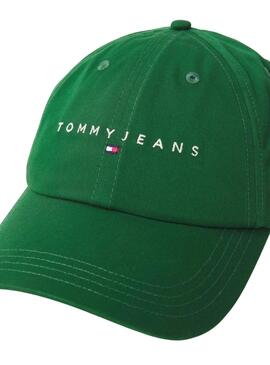 Gorra Tommy Jeans Linear Logo verde para hombre 