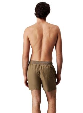 Bañador Calvin Klein Monogram verde para hombre