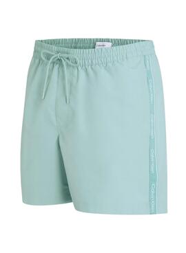 Bañador Calvin Klein logo tape turquesa para hombre