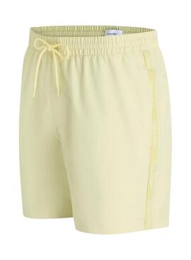 Bañador Calvin Klein logo tape amarillo para hombre