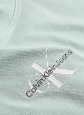 Camiseta Calvin Klein cropped monologo azul para mujer