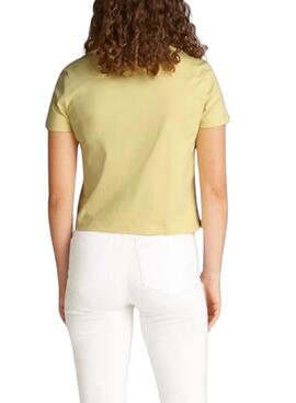 Camiseta Calvin Klein cropped monologo amarillo para mujer