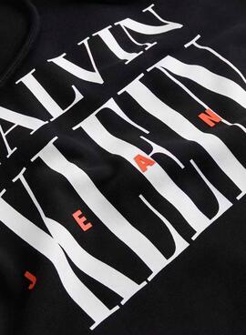 Sudadera Calvin Klein Serif logo negro con capucha para hombre
