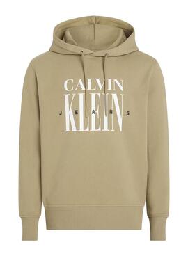 Sudadera Calvin Klein Serif logo tostado con capucha para hombre