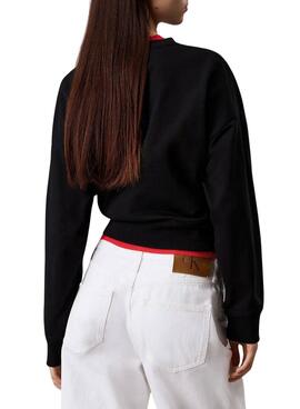 Sudadera Calvin Klein monologo relaxed negro para mujer
