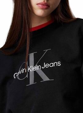Sudadera Calvin Klein monologo relaxed negro para mujer